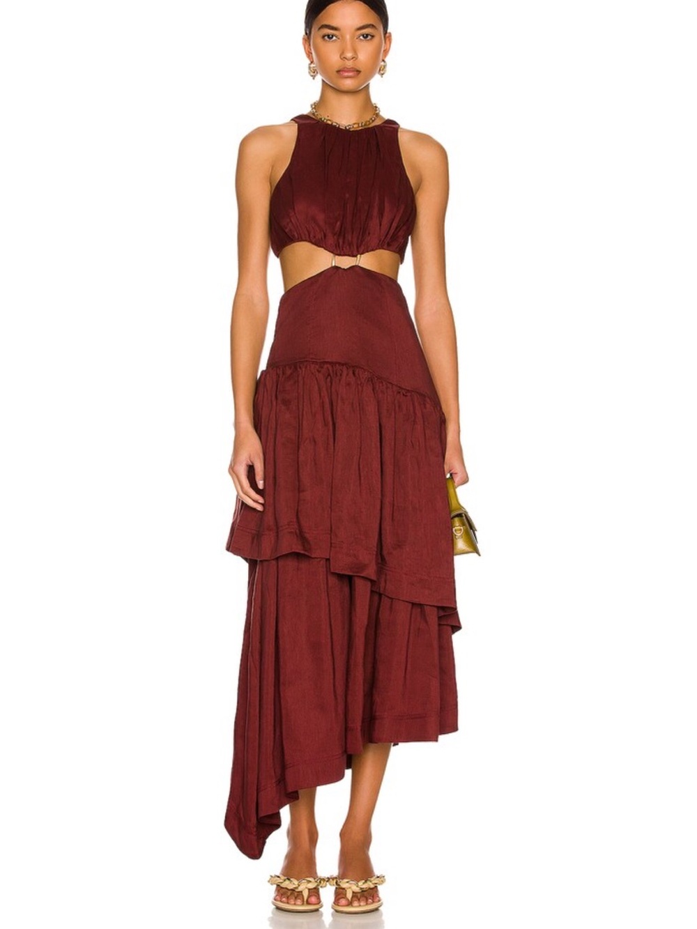 Aje Caliente Cut Out Dress in Russet Brown
